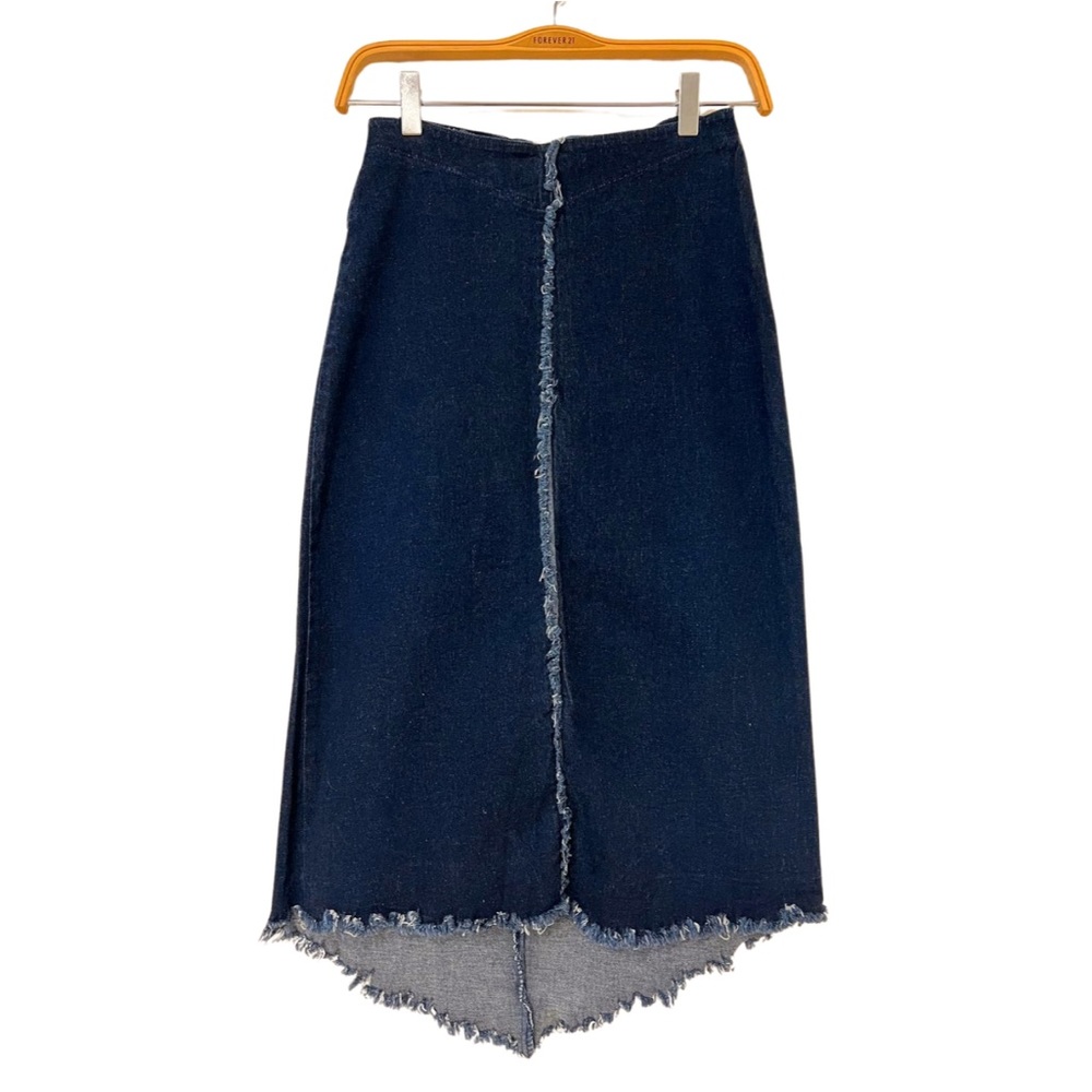 F21 VTG Y2K Denim Distressed Midi Skirt